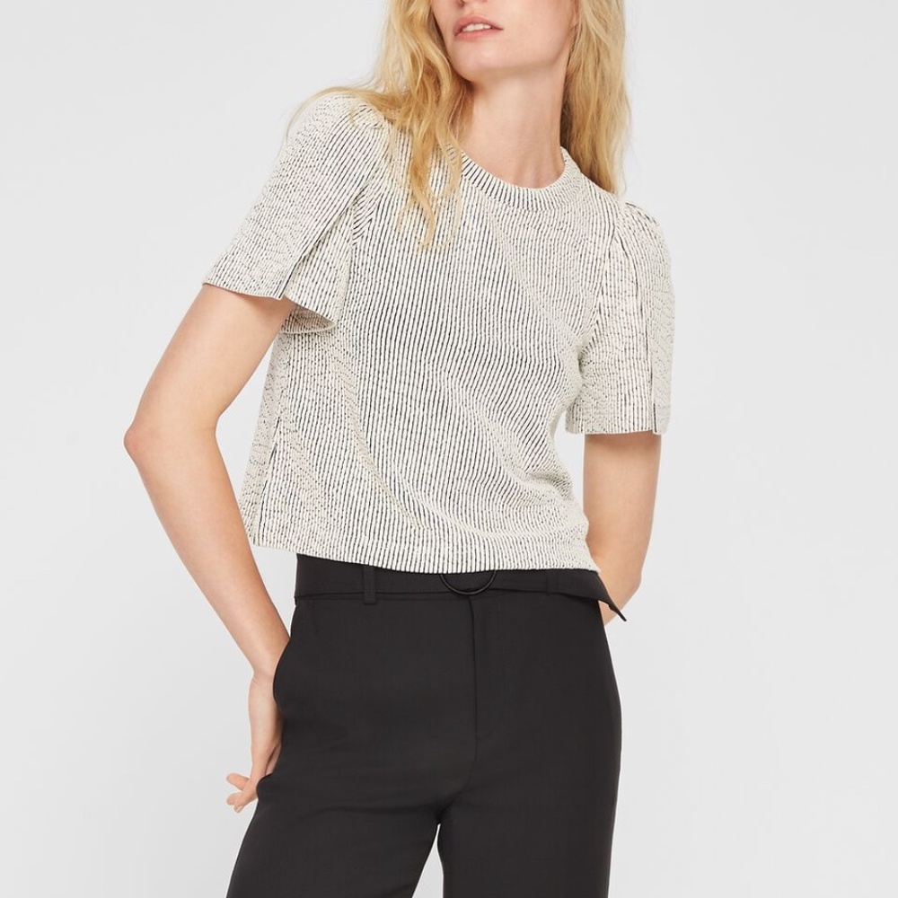 Textured Stripe Tee - Brand New - NEVER WORN - WHITE/GREY (SEE COLOR PIC)